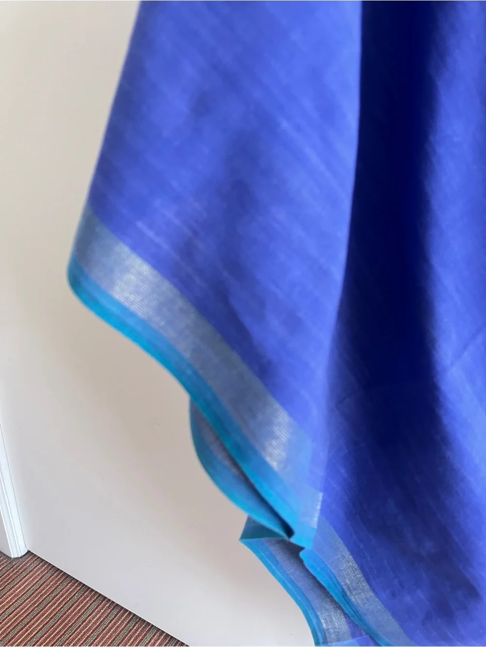 Fabindia style 100% Cotton Dupatta scarf wrap Purple Teal Green Border Gold Zari